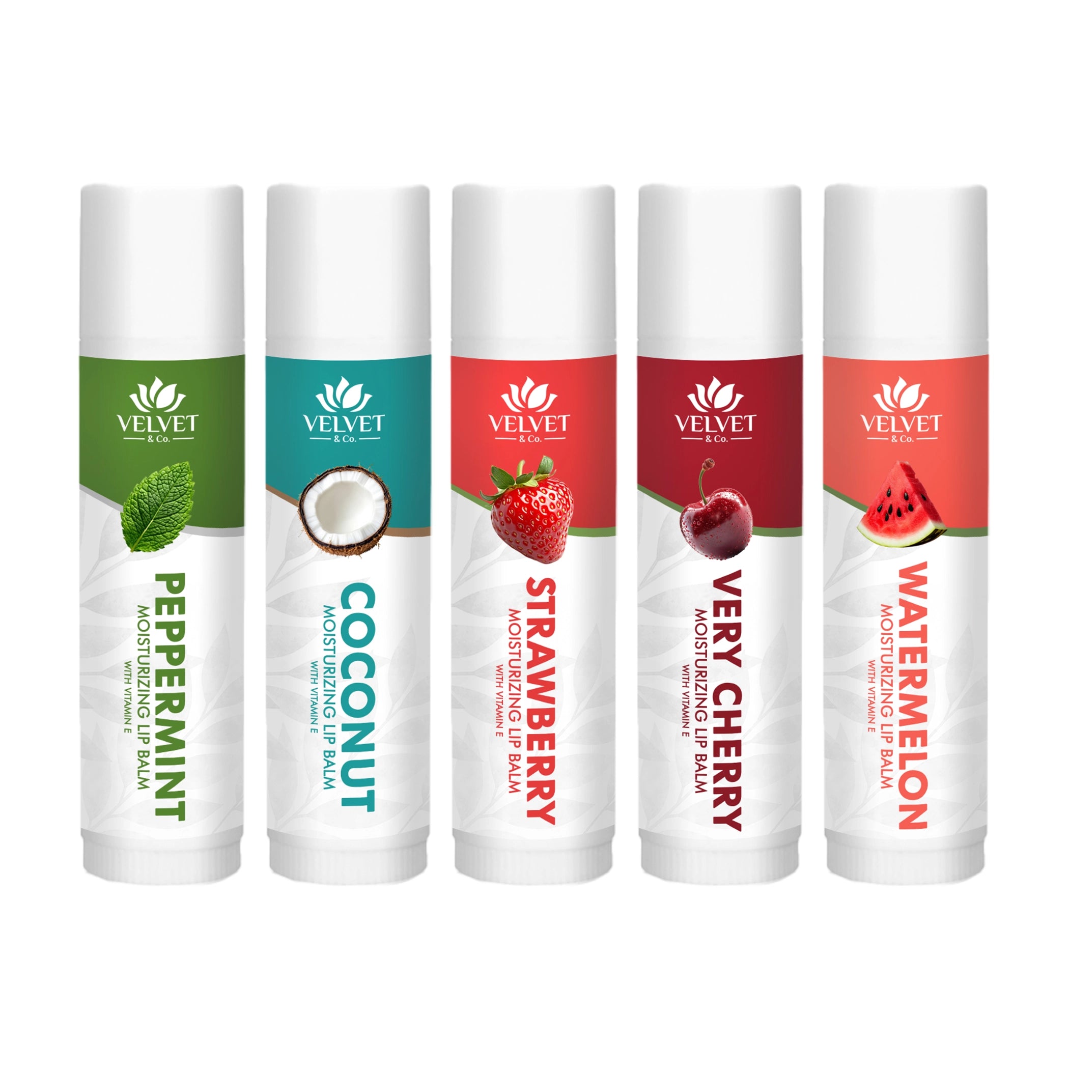 Lip Care Bundle de Velvet & Co. con cinco bálsamos labiales artesanales