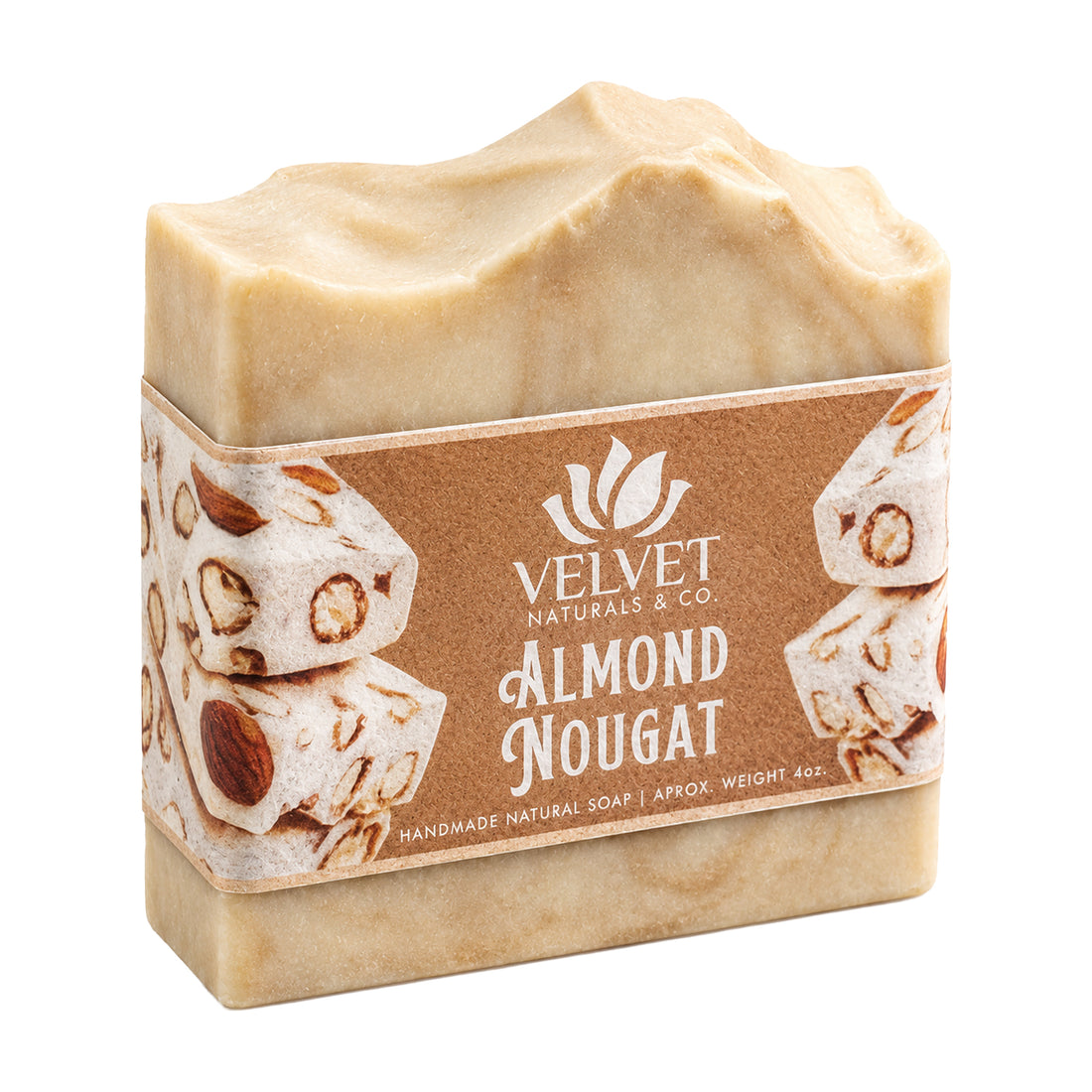 Jabón artesanal Almond Nougat con aroma de almendras Velvet & Co.