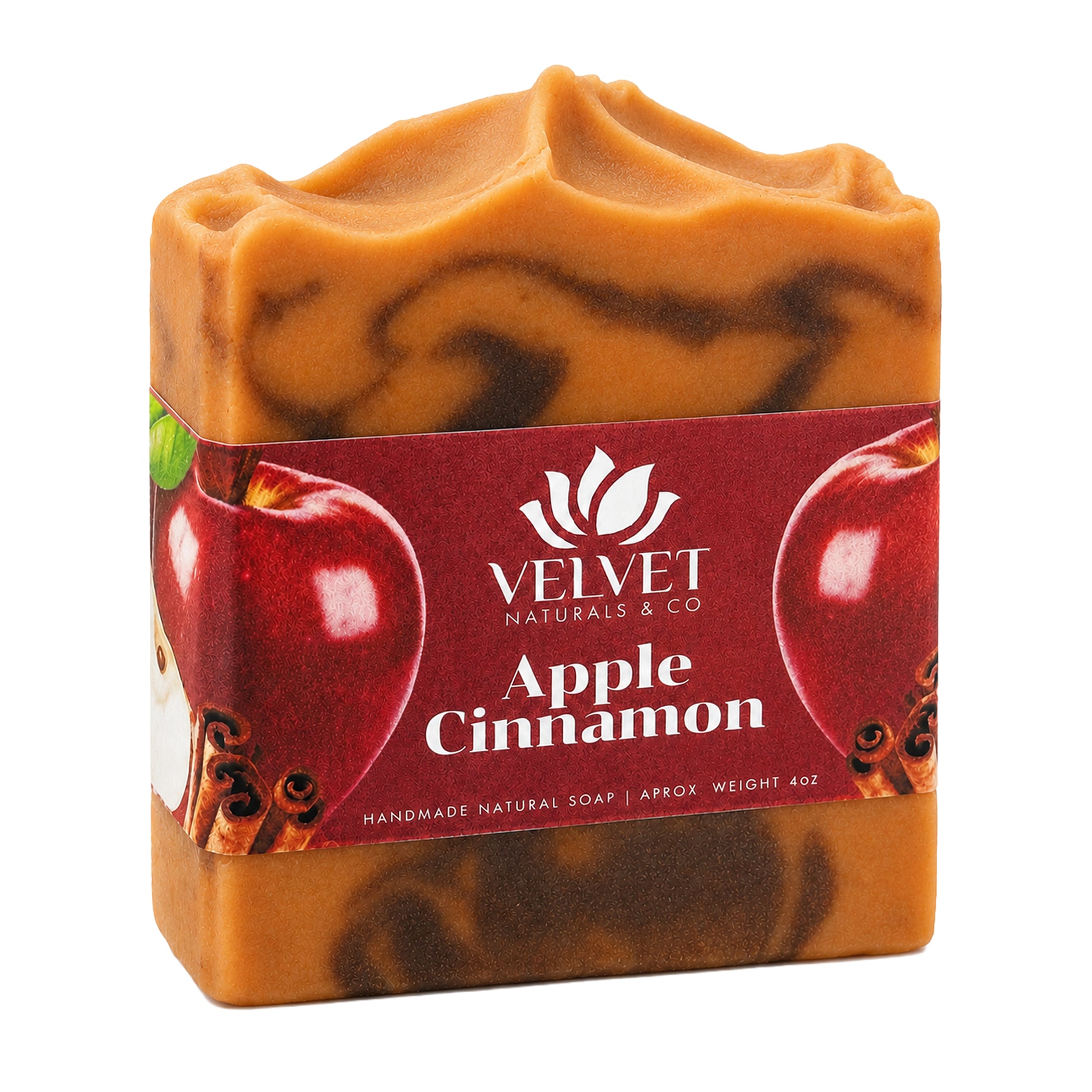 Jabón artesanal Apple Cinnamon con aroma de manzana y canela Velvet & Co.