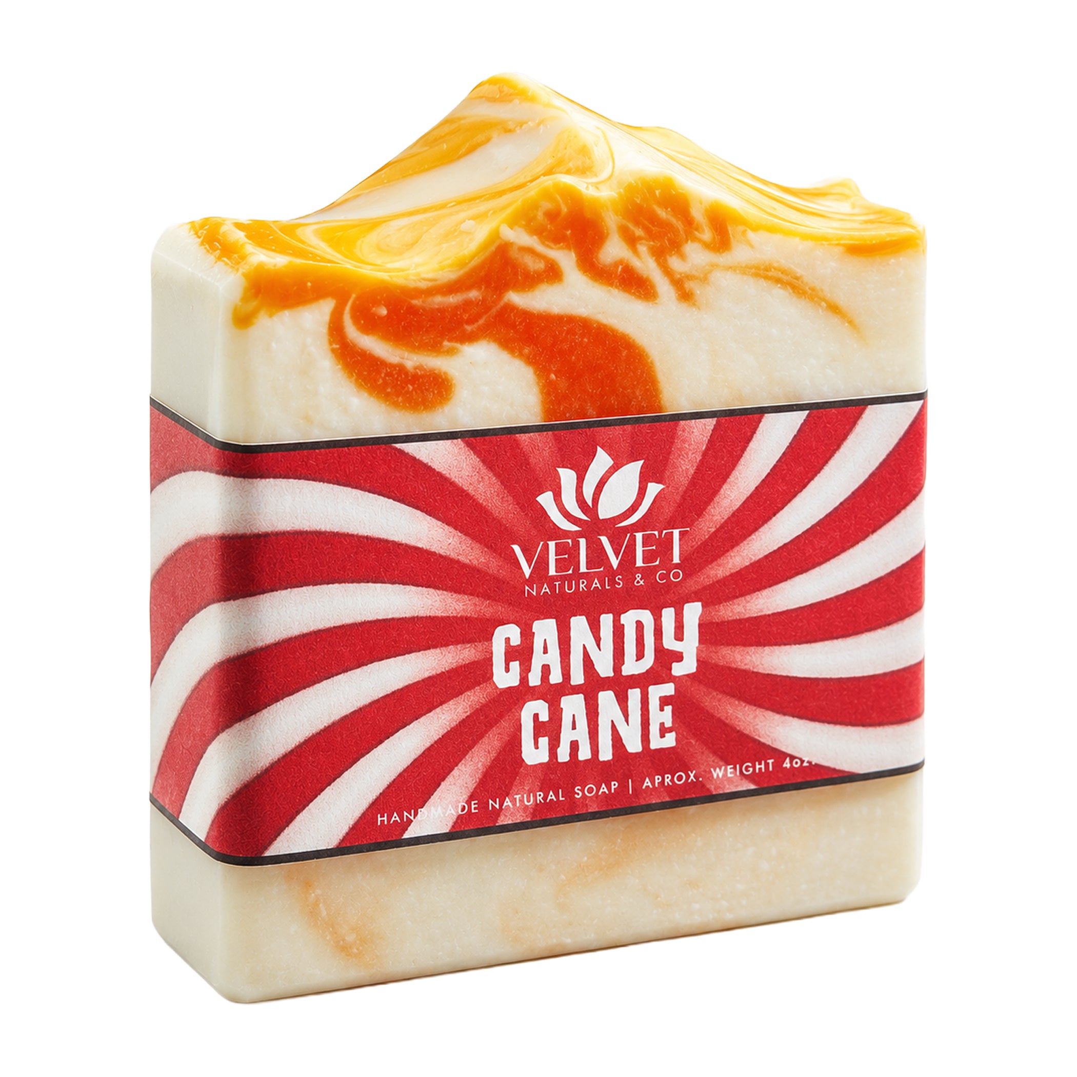 Jabón artesanal Candy Cane con aroma dulce y mentolado Velvet & Co.