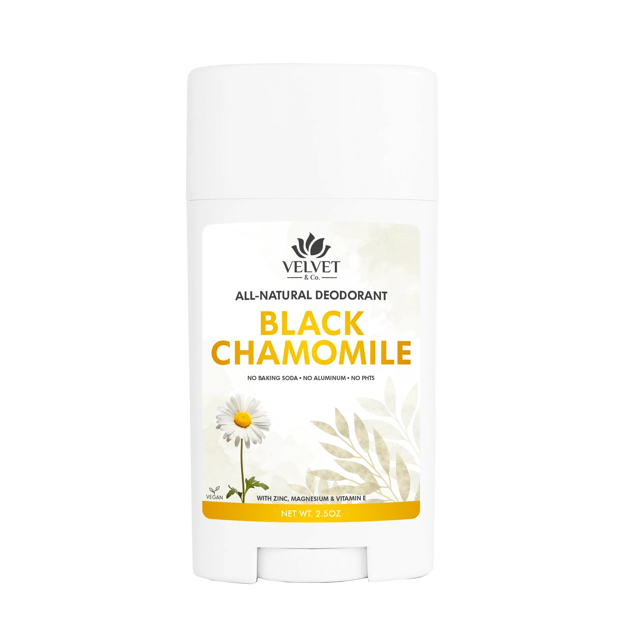 Desodorante Black Chamomile de Velvet & Co. artesanal con aroma suave y elegante