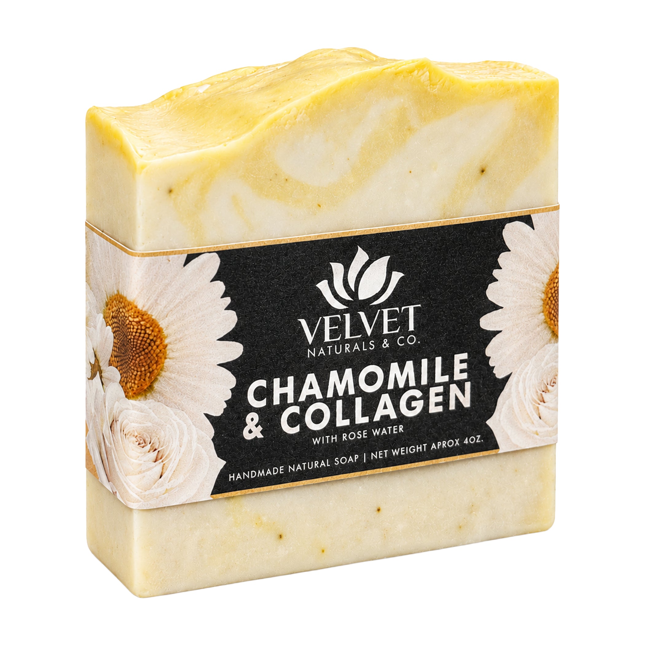 Jabón artesanal Chamomile and Collagen con camomila y colágeno Velvet & Co.