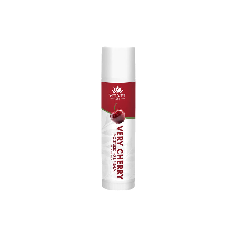 Lip balm Very Cherry de Velvet & Co. artesanal con aroma dulce a cereza