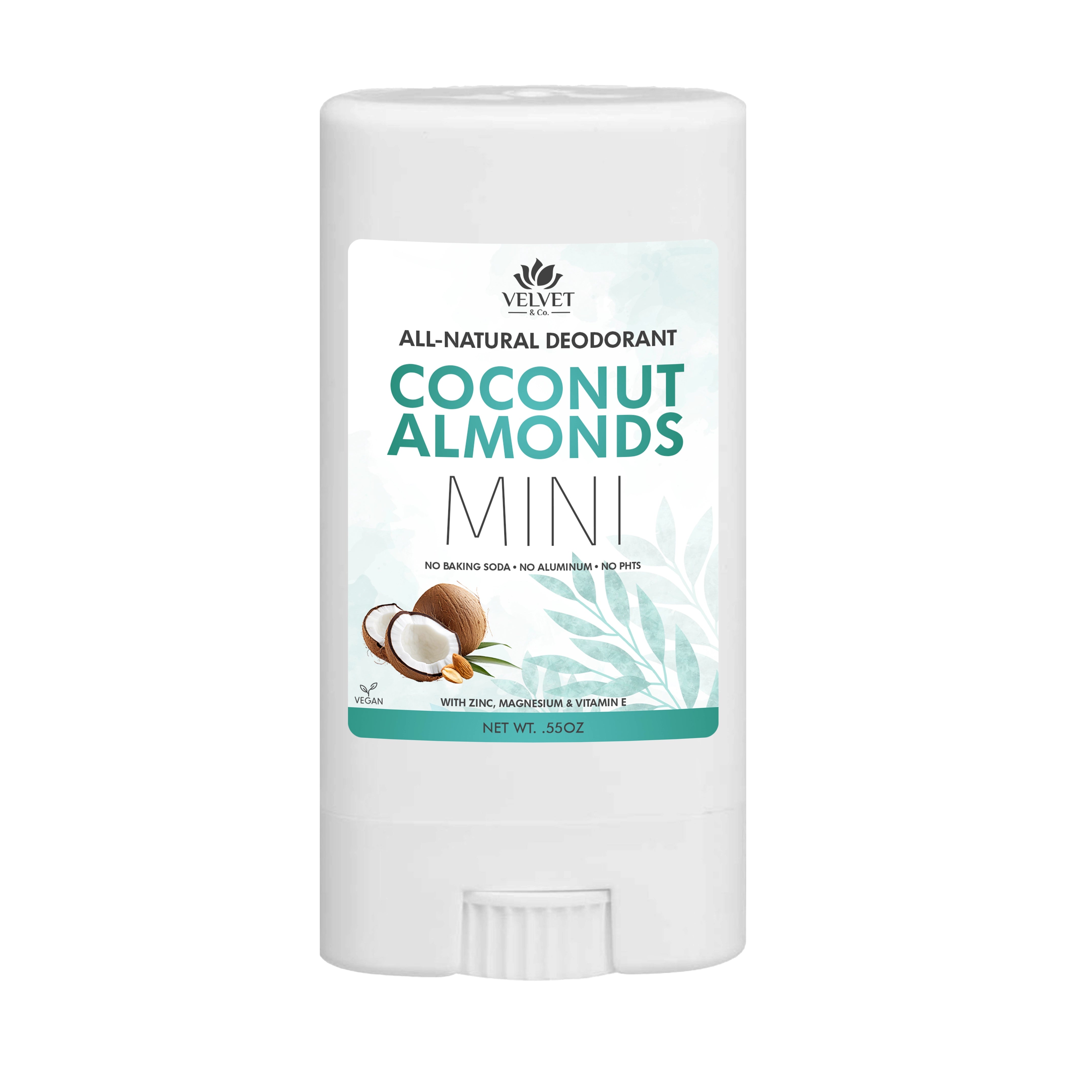 Mini desodorante Coconut Almonds de Velvet & Co. artesanal con aroma tropical