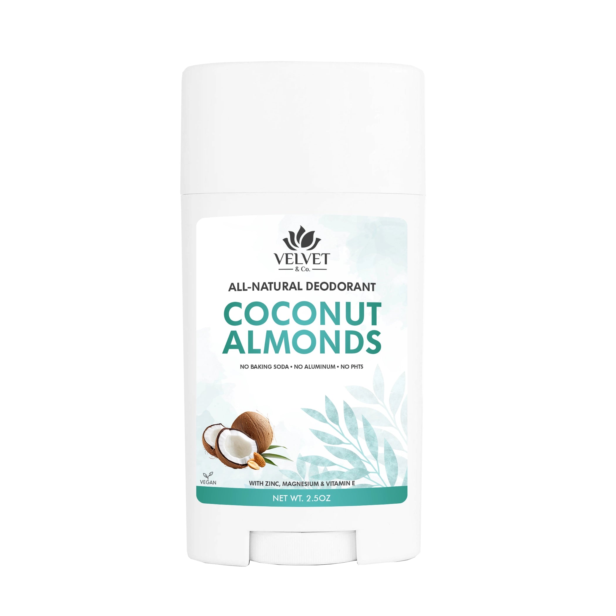 Desodorante Coconut + Almonds de Velvet & Co. artesanal con aroma tropical