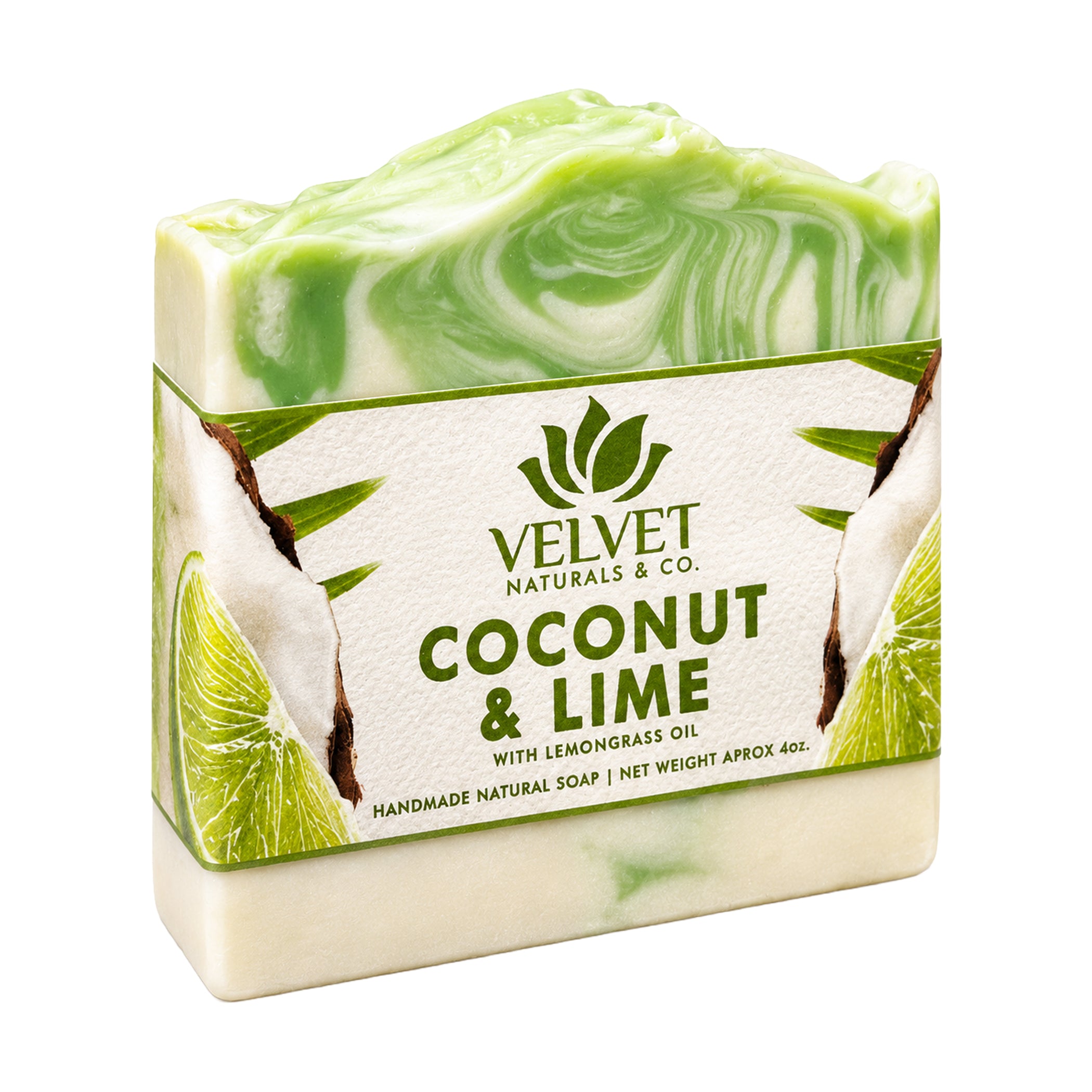 Jabón artesanal Coconut and Lime con aroma de coco y lima Velvet & Co.
