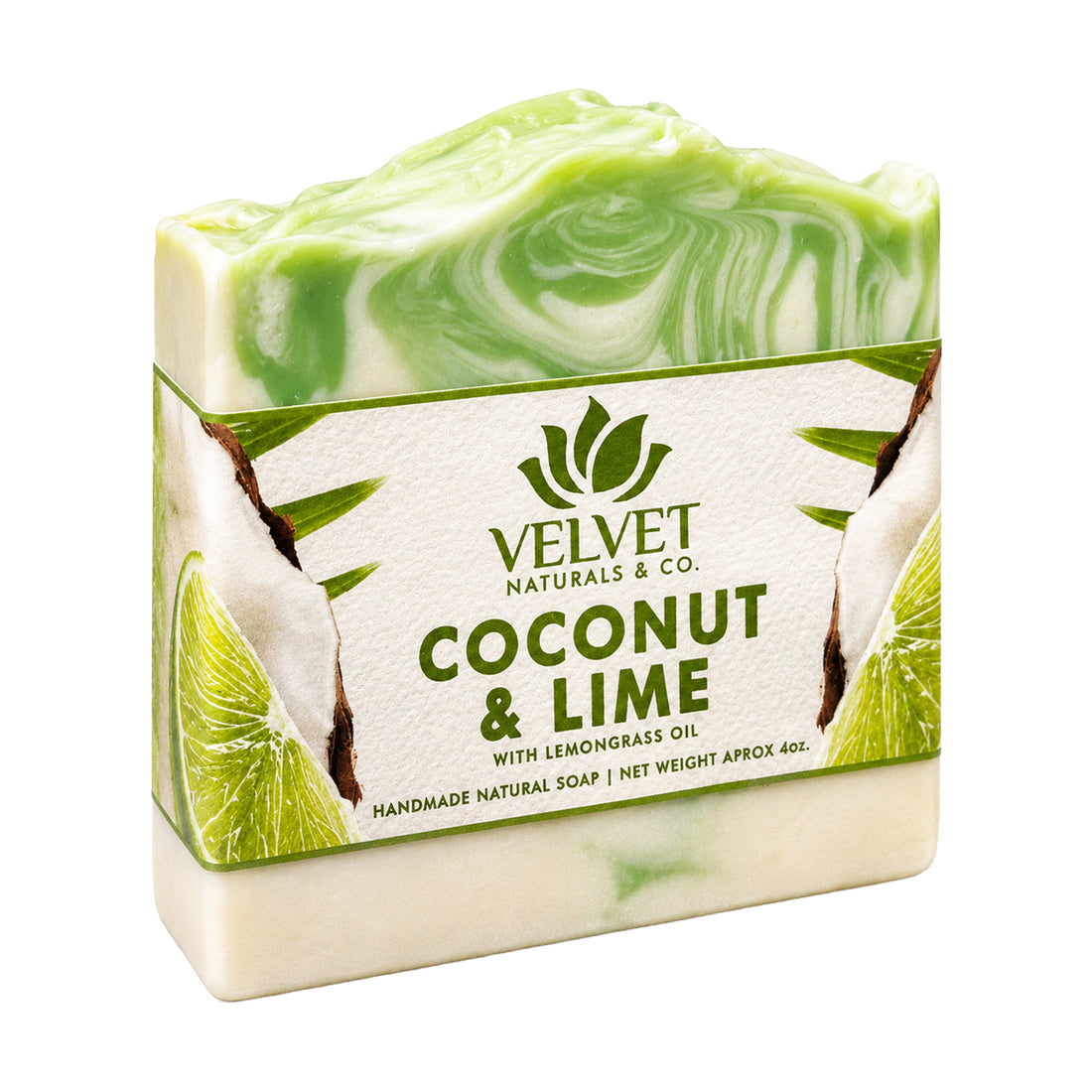 Jabón artesanal Coconut and Lime con aroma de coco y lima Velvet & Co.