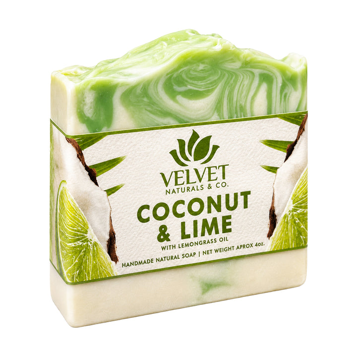 Jabón artesanal Coconut and Lime con aroma de coco y lima Velvet & Co.