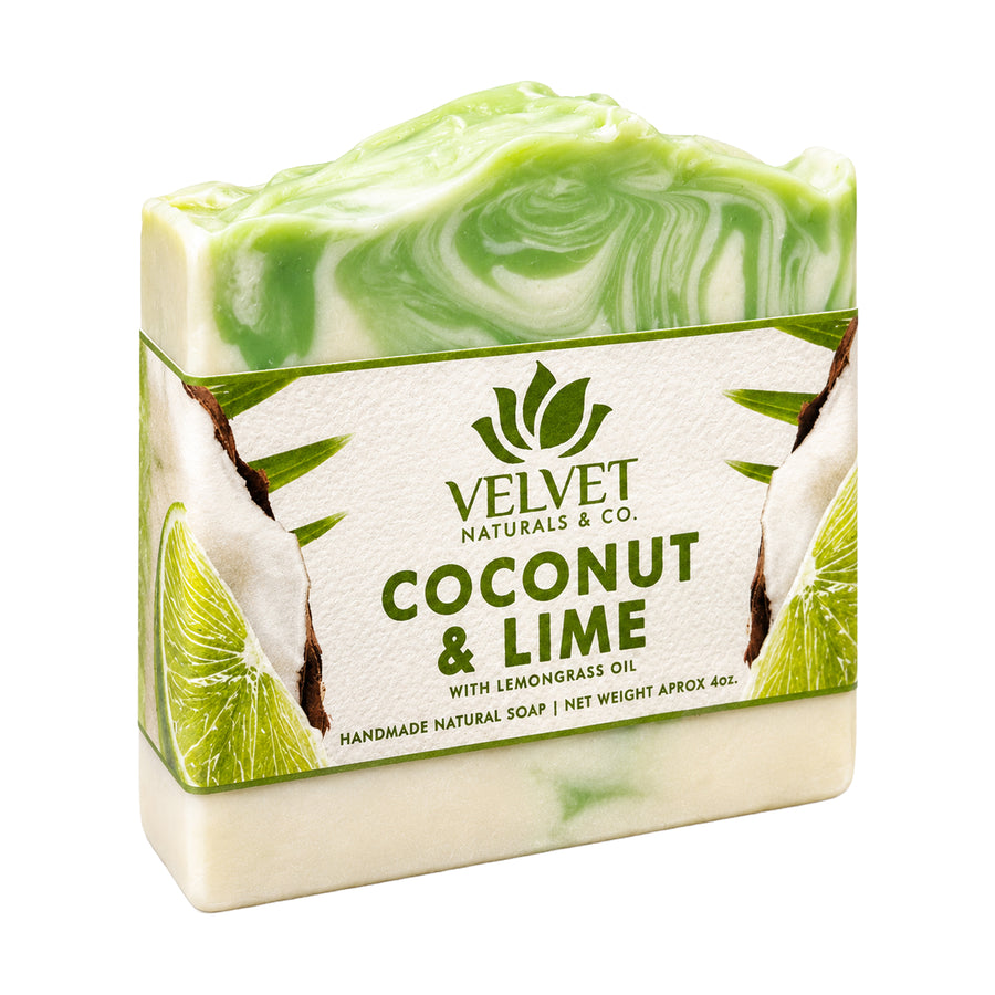 Jabón de coco y lima Velvet & Co. hecho en Puerto Rico con aroma tropical fresco