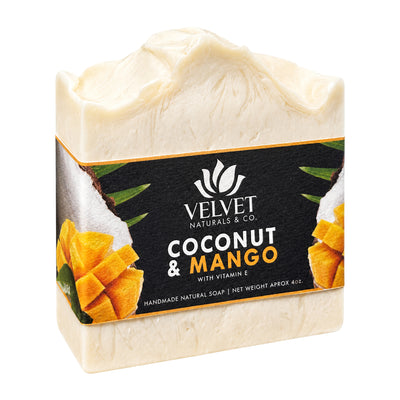 Jabón Coconut + Mango de Velvet & Co. artesanal con aroma tropical