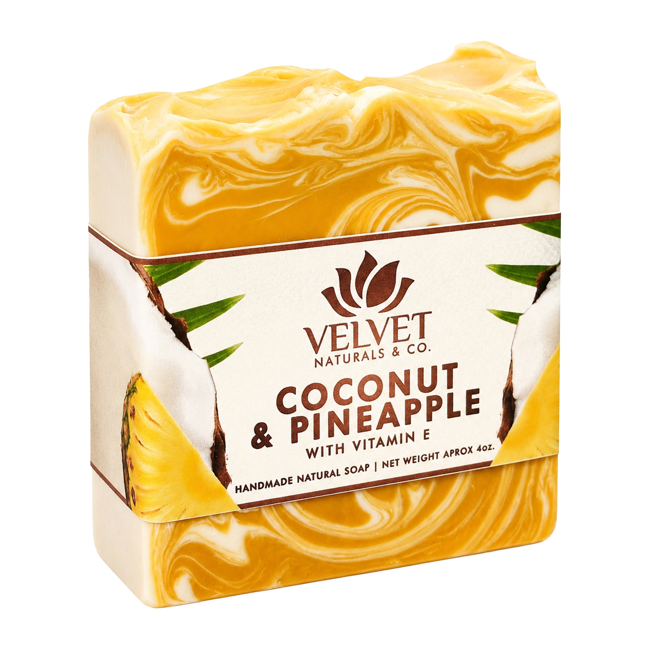 Jabón artesanal Coconut and Pineapple con aroma tropical Velvet & Co.