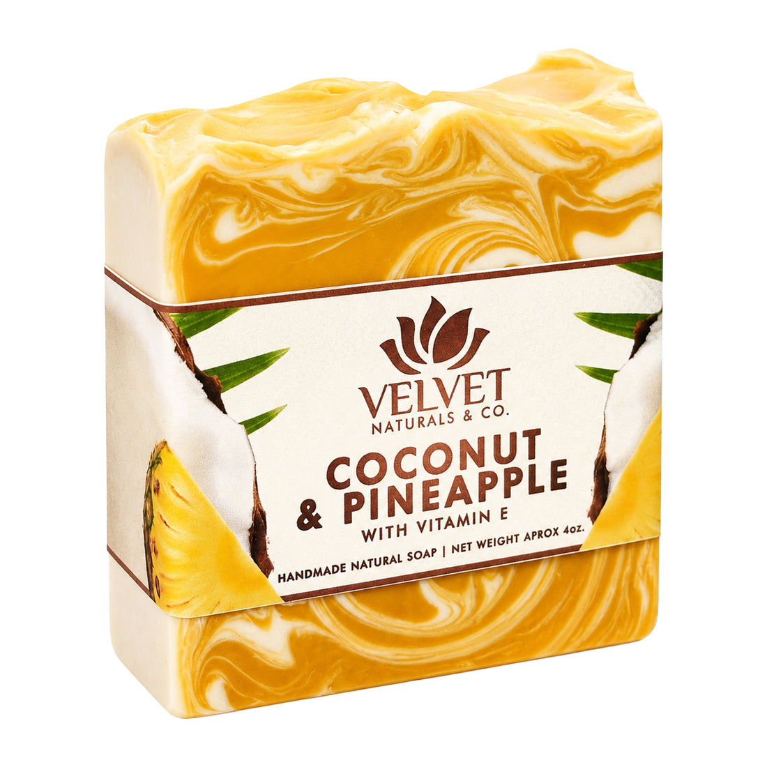 Jabón artesanal Coconut and Pineapple con aroma tropical Velvet & Co.