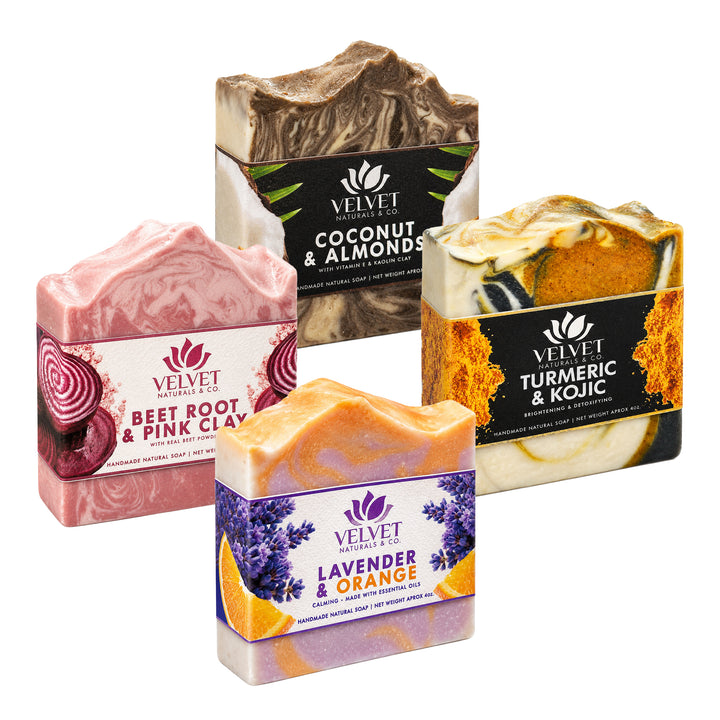 Bundle Home Spa de 4 jabones artesanales Velvet & Co. hechos en Puerto Rico