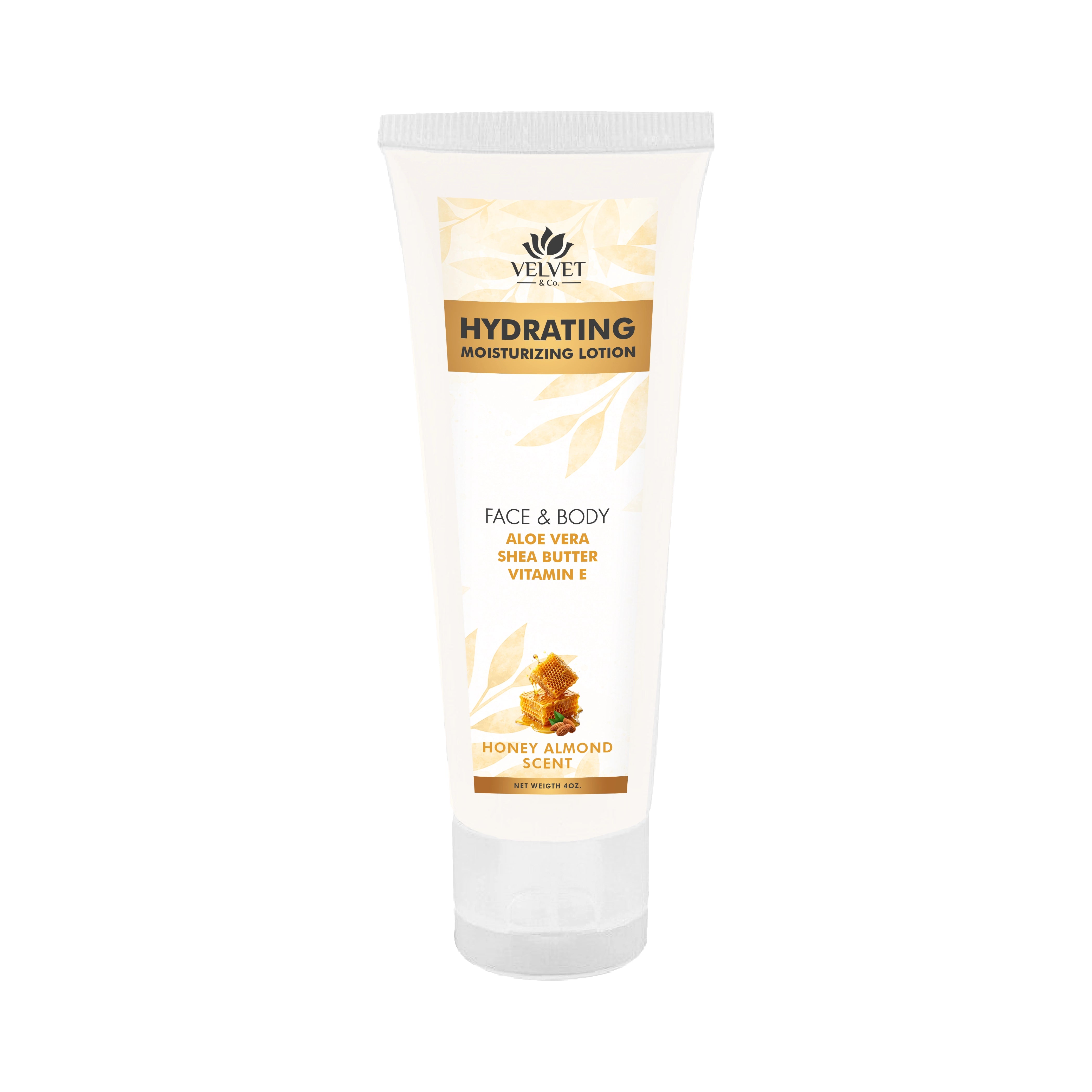 Loción Honey Almond 4 oz de Velvet & Co. artesanal para piel suave