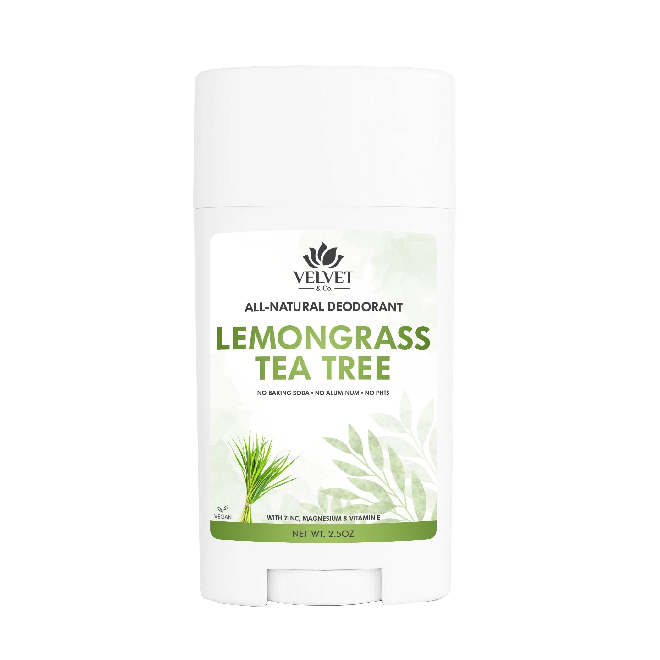 Desodorante Tea Tree Lemongrass de Velvet & Co. artesanal con aroma herbal