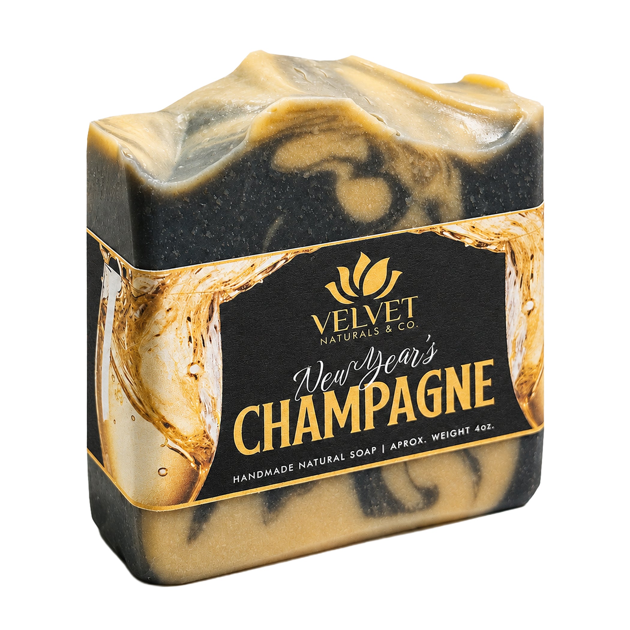 Jabón artesanal New Year's Champagne con aroma festivo Velvet & Co.