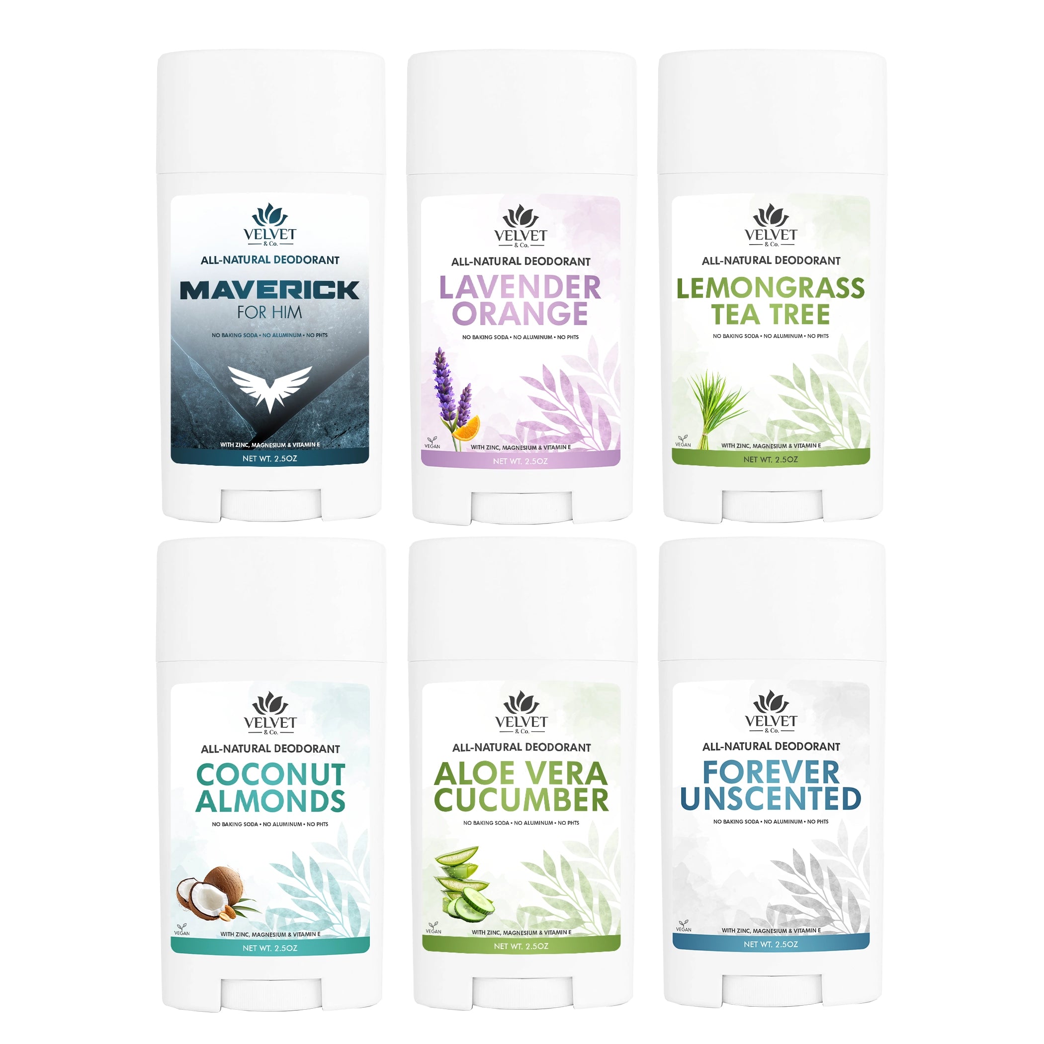 Bundle de desodorantes Velvet & Co. con seis aromas artesanales para probar
