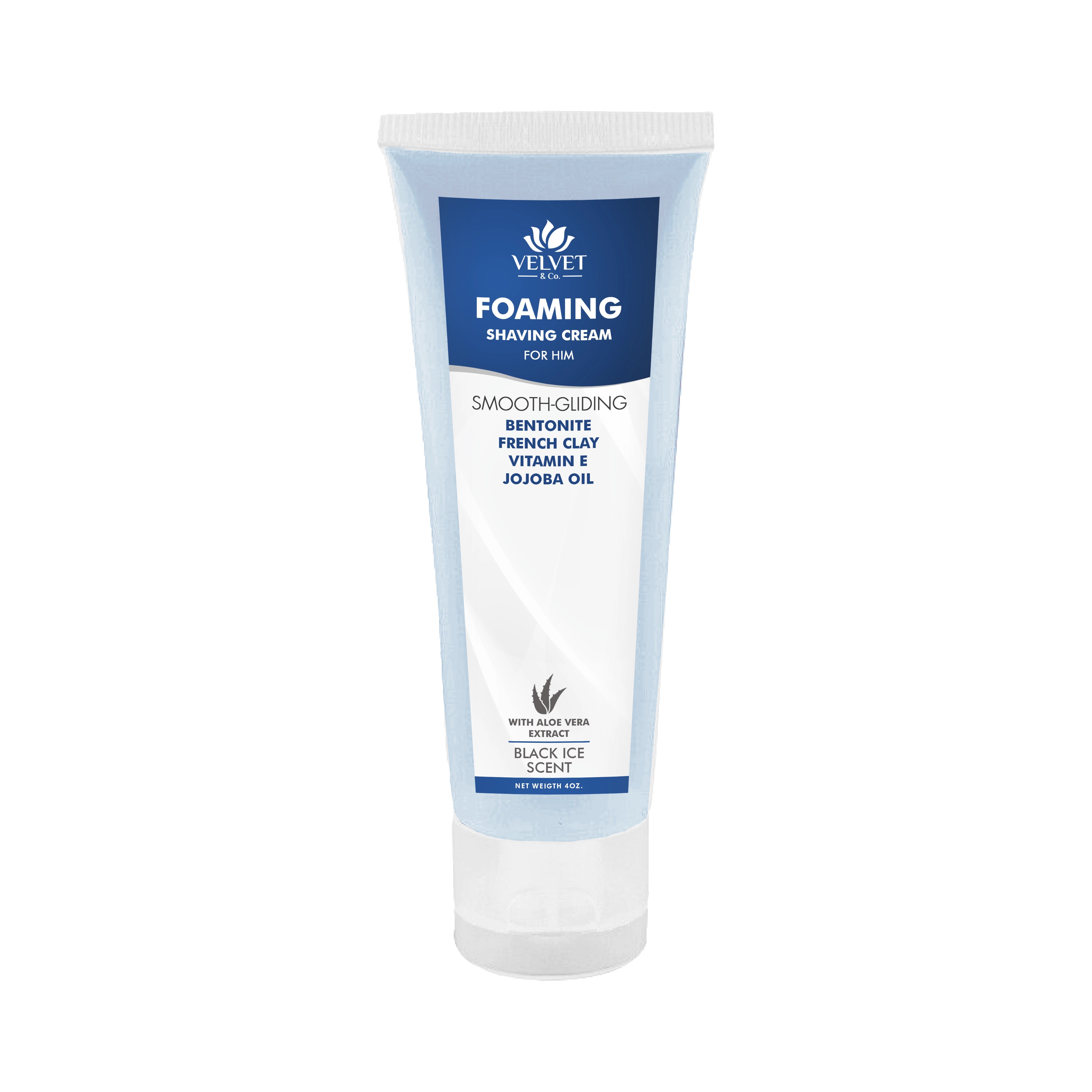 Crema de afeitar masculina Velvet & Co. con espuma suave para una rutina limpia