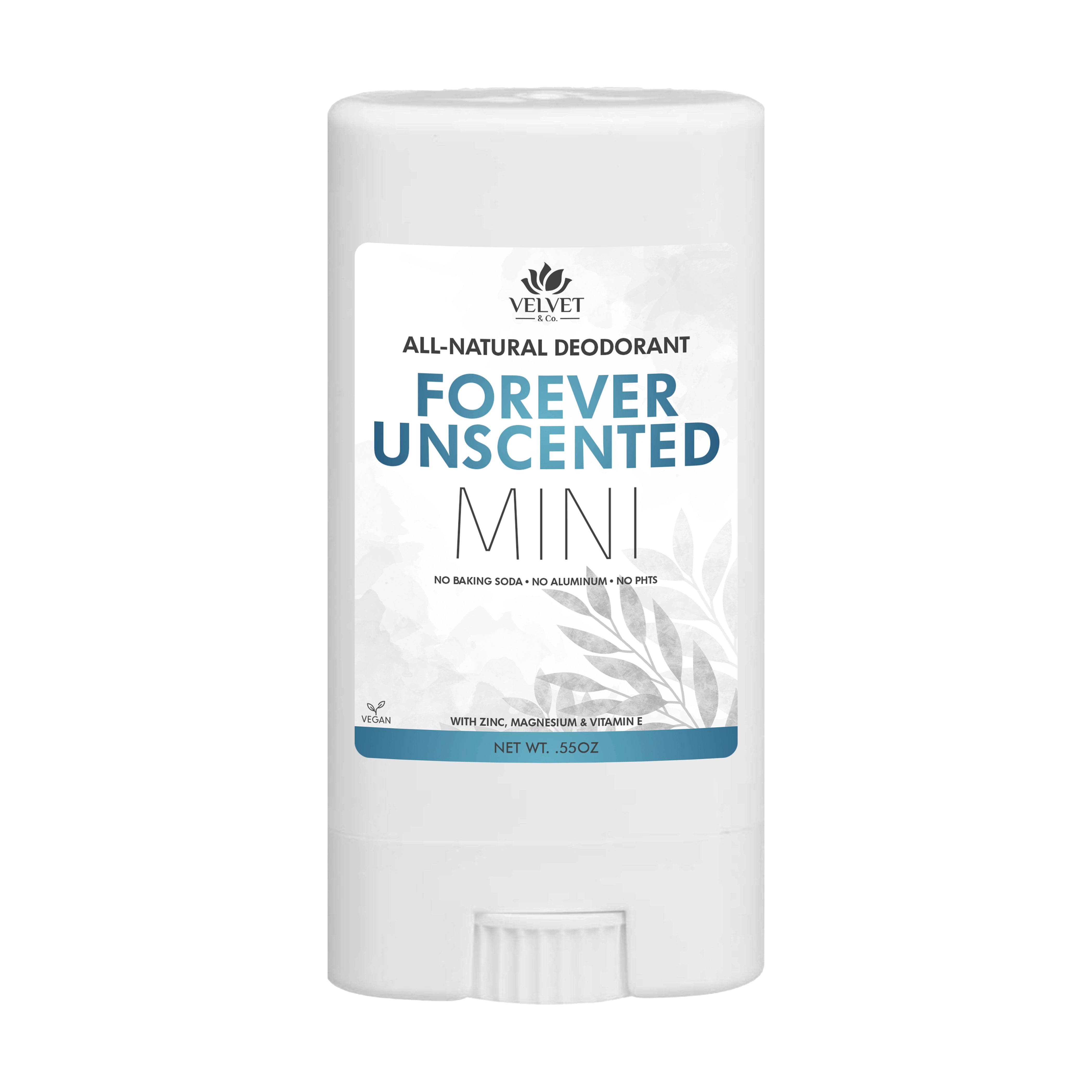 Mini desodorante Unscented de Velvet & Co. sin fragancia añadida