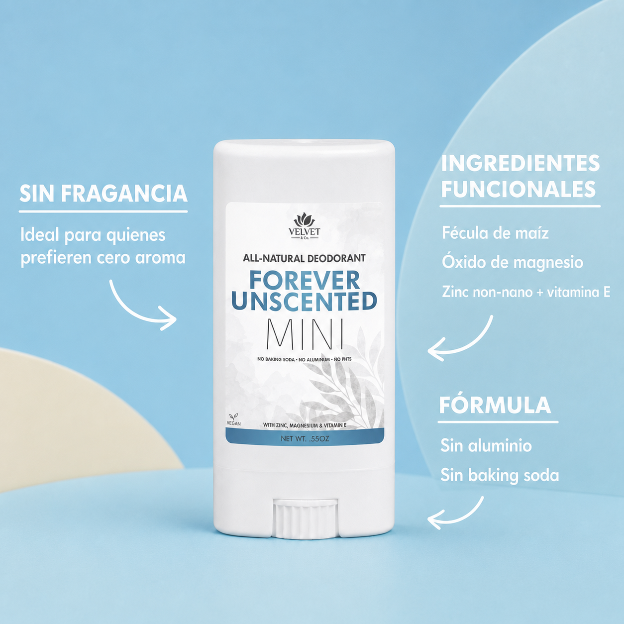 Infografia uniforme del mini desodorante sin fragancia